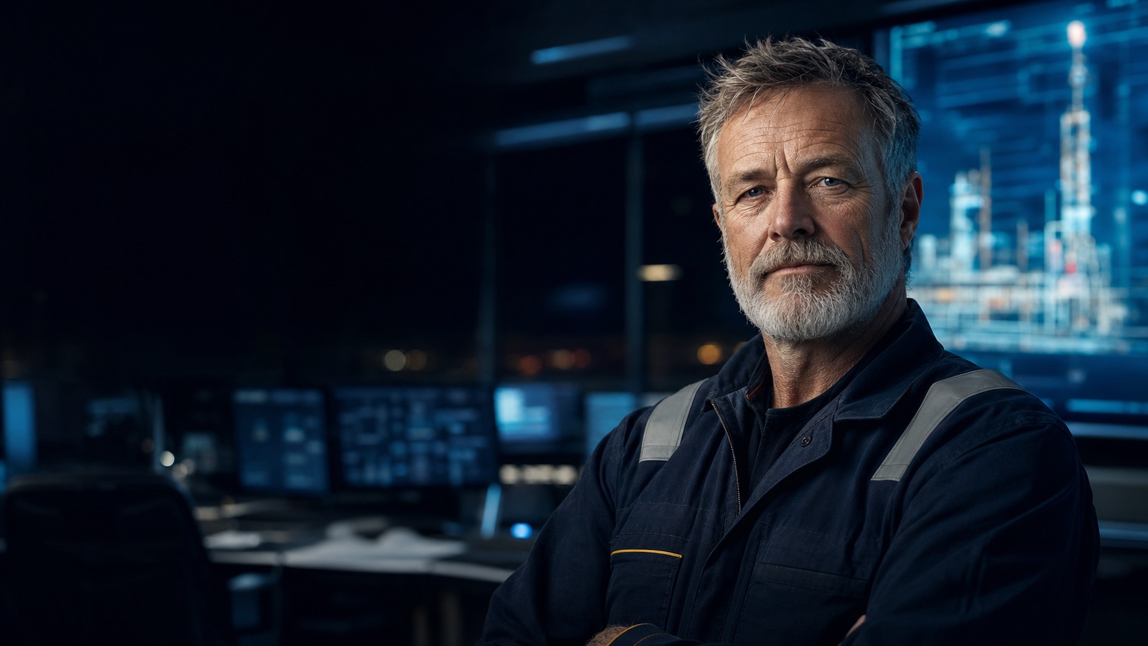 Fictional synthetic expert Ray Cole in a drilling control room